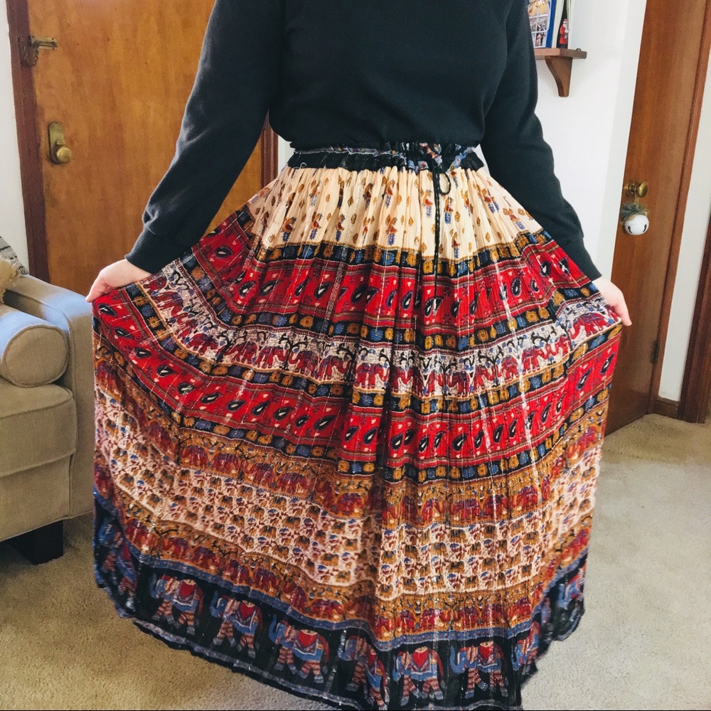 Drawstring Waist Elephant Skirt